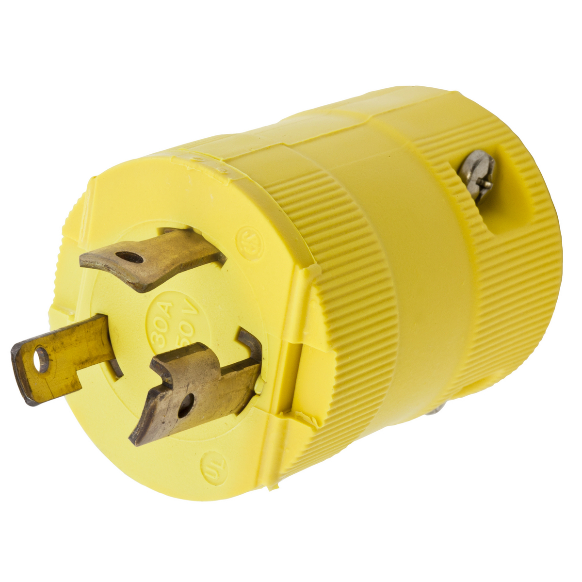 Locking Devices, Twist-Lock, Vasile, Plug, 30A 250V, 2-Pole 3-Wire Grounding, NEMA L6-30P, Yellow Nylon.