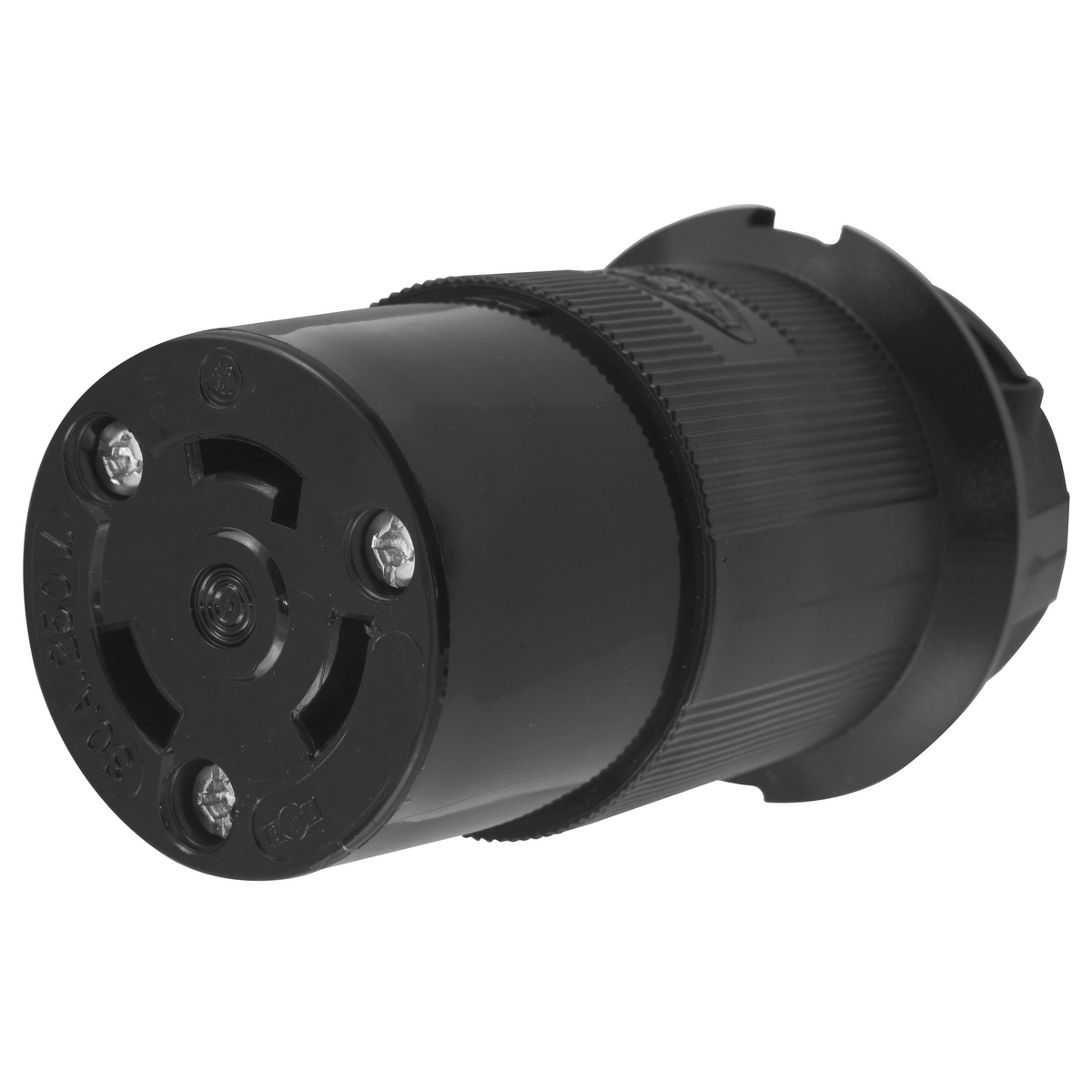 Twist-Lock Insulgrip Connector, 30A, 250V AC, 2-Pole, 3 Wire Grounding, NEMA L6 Nylon