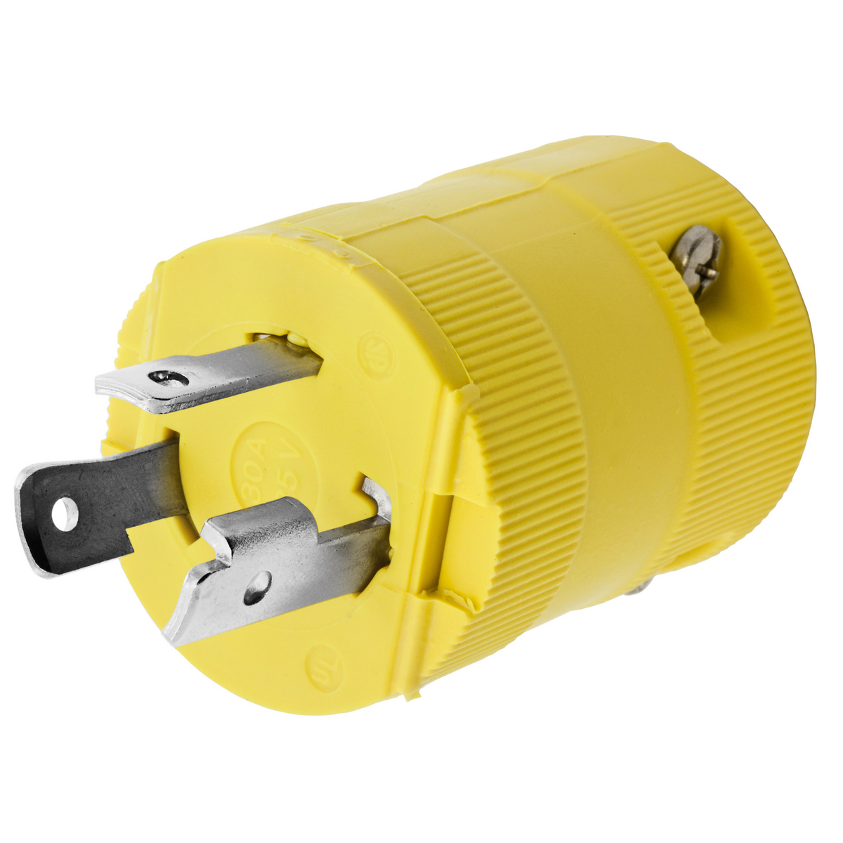 Locking Devices, Twist-Lock, Corrosion Resistant Valise Plug, 30A, 125V AC, 2 Pole, 3 Wire Grounding, NEMA L5-30P, Corrosion resistant, Yellow nylon