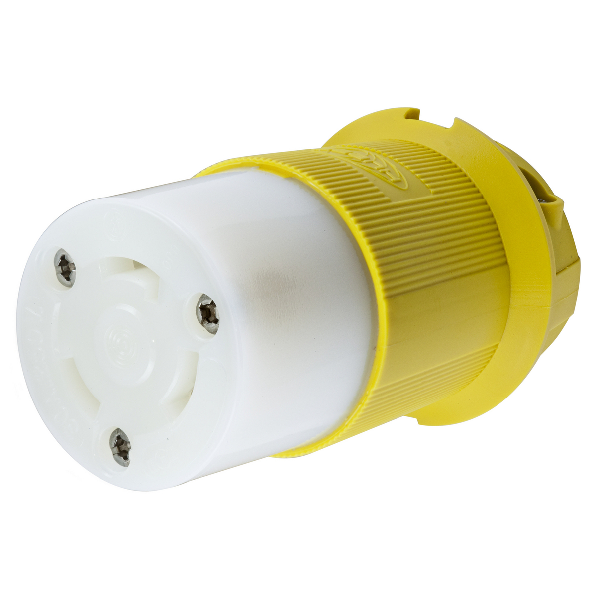 Locking Devices, Twist-Lock, Corrosion Resistant Insulgrip Connector, 30A, 250V AC, 2 Pole, 3 Wire Grounding, NEMA L6-30R, Yellow nylon