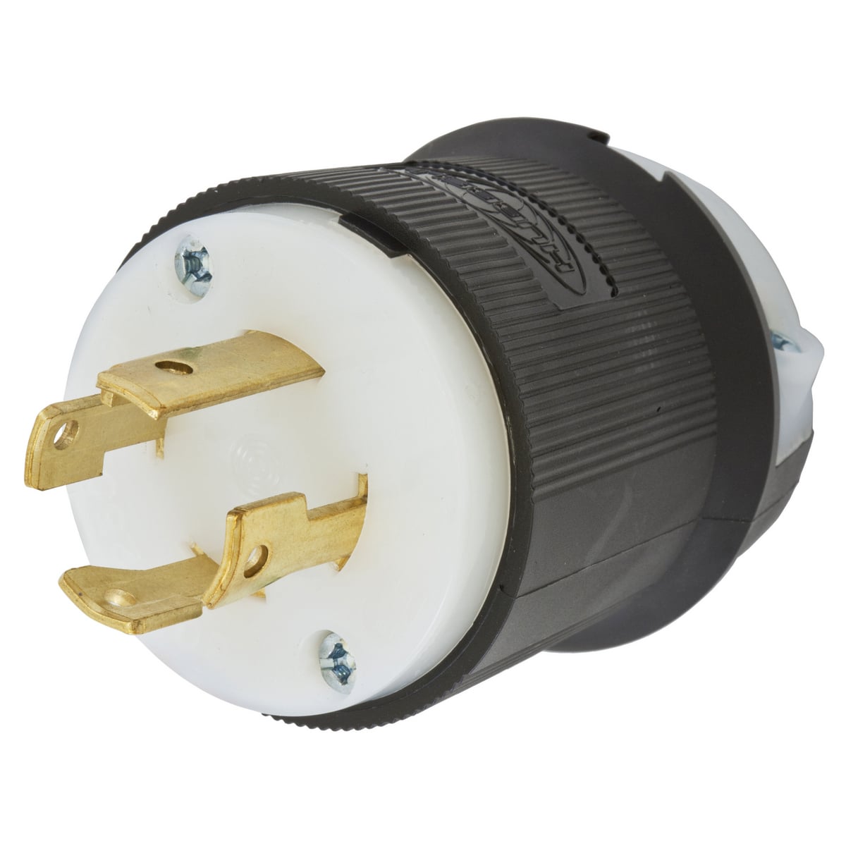 Locking Devices, Twist-Lock, Industrial, Male Plug, 30A 3-Phase 250V AC, 3-Pole 4-Wire Grounding, L15-30P, Screw Terminal, Black and White.
