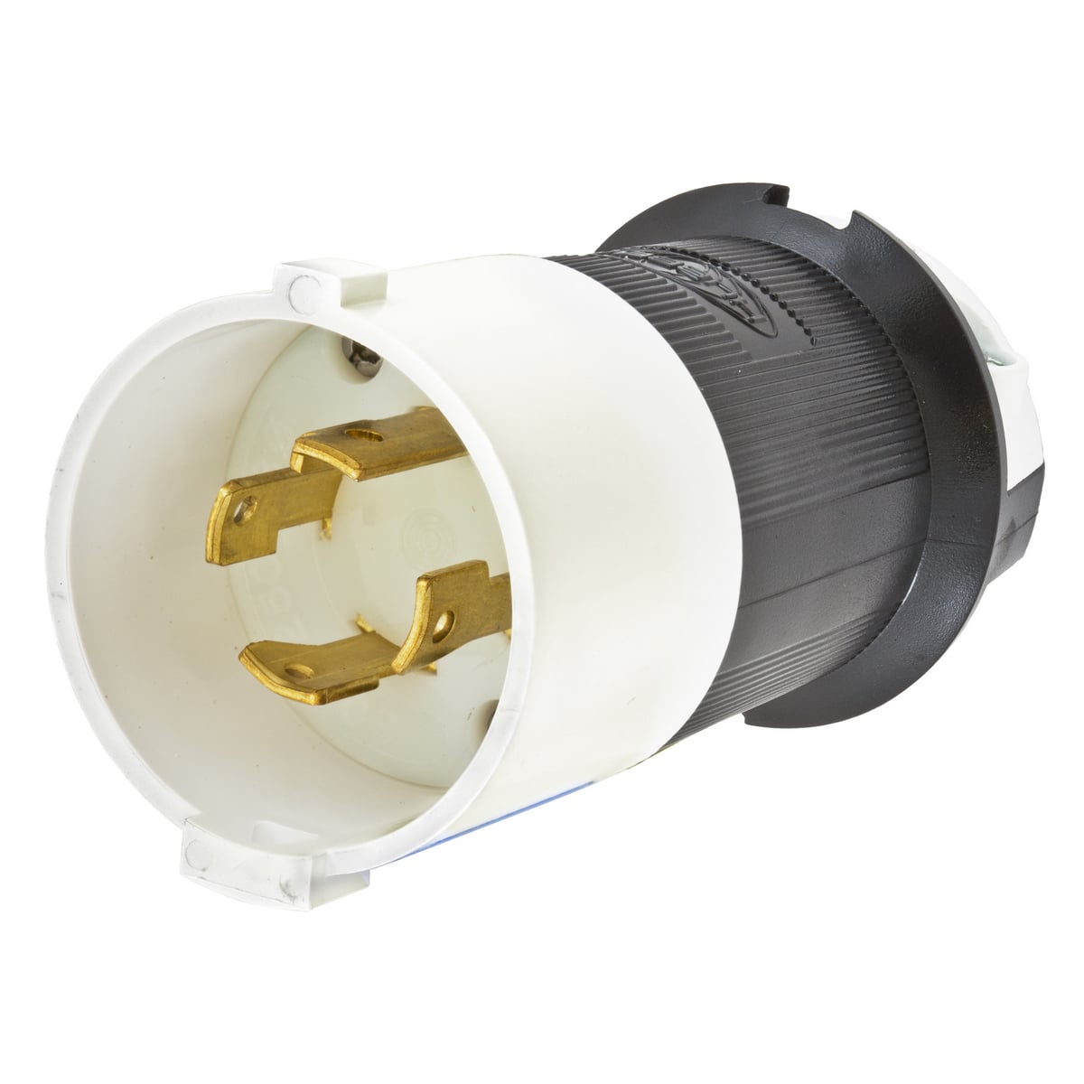 Twist-Lock Safety-Shroud Male Plug, 30A 3-Phase 250V AC, 3-Pole 4-Wire Grounding, NEMA L15- 30P, Screw Terminal Nylon Body PBT Shroud