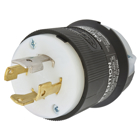 Locking Devices, Twist-Lock, Industrial, Male Plug, 30A 3-Phase 277/480VAC, 4-Pole 4-Wire Non-Grounding, L19-30P, Screw Terminal, Black and White