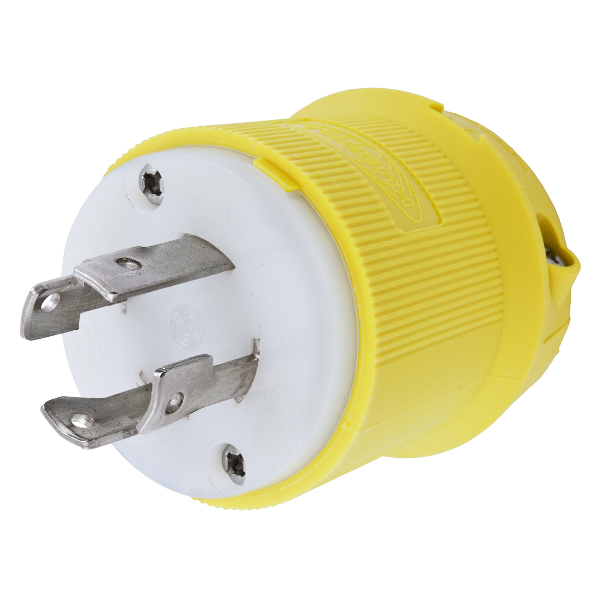 Locking Devices, Twist-Lock, Marine Grade, Male Insulgrip Plug, 30A 3-Phase Delta 250V AC, 3-Pole 4-Wire Grounding, NEMA L15-30P, Screw Terminal, Corrosion resistant, Yellow.
