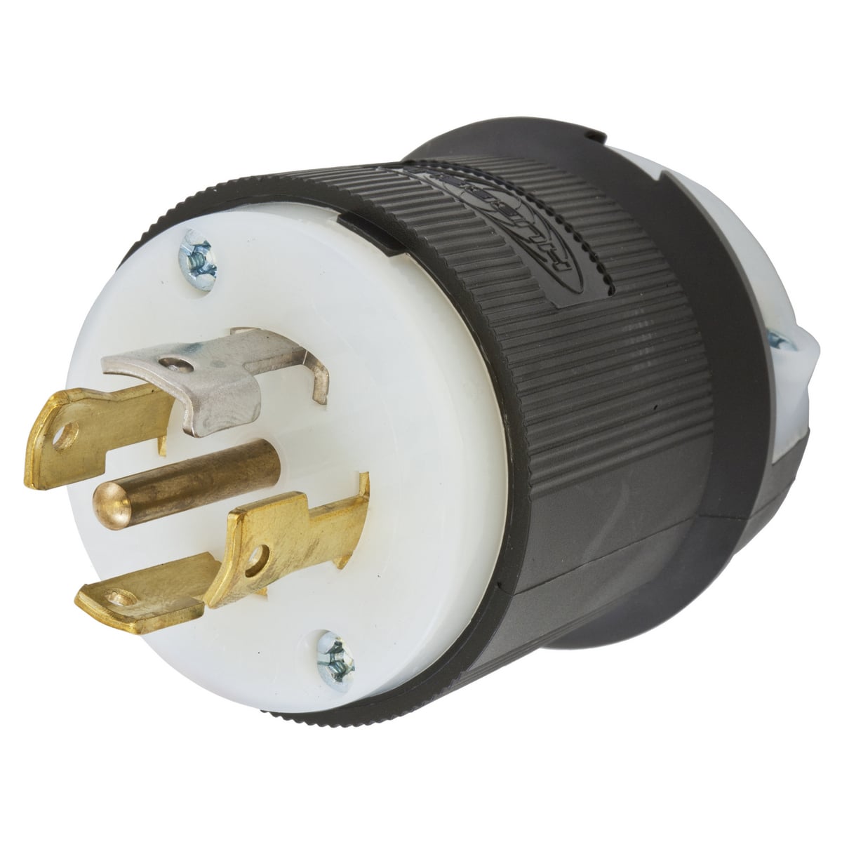 Locking Devices, Twist-Lock, Industrial, Male Plug, 30A 3-Phase 120/208V AC, 4-Pole 5-Wire Grounding, L21-30P, Screw Terminal, Black and White.
