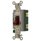 Switches and Lighting Controls, Extra Heavy Duty Industrial Grade, Pilot Light Toggle Switches, General Purpose AC, Double Pole, 30A 120/277V AC, Back and Side Wired, Red Toggle
