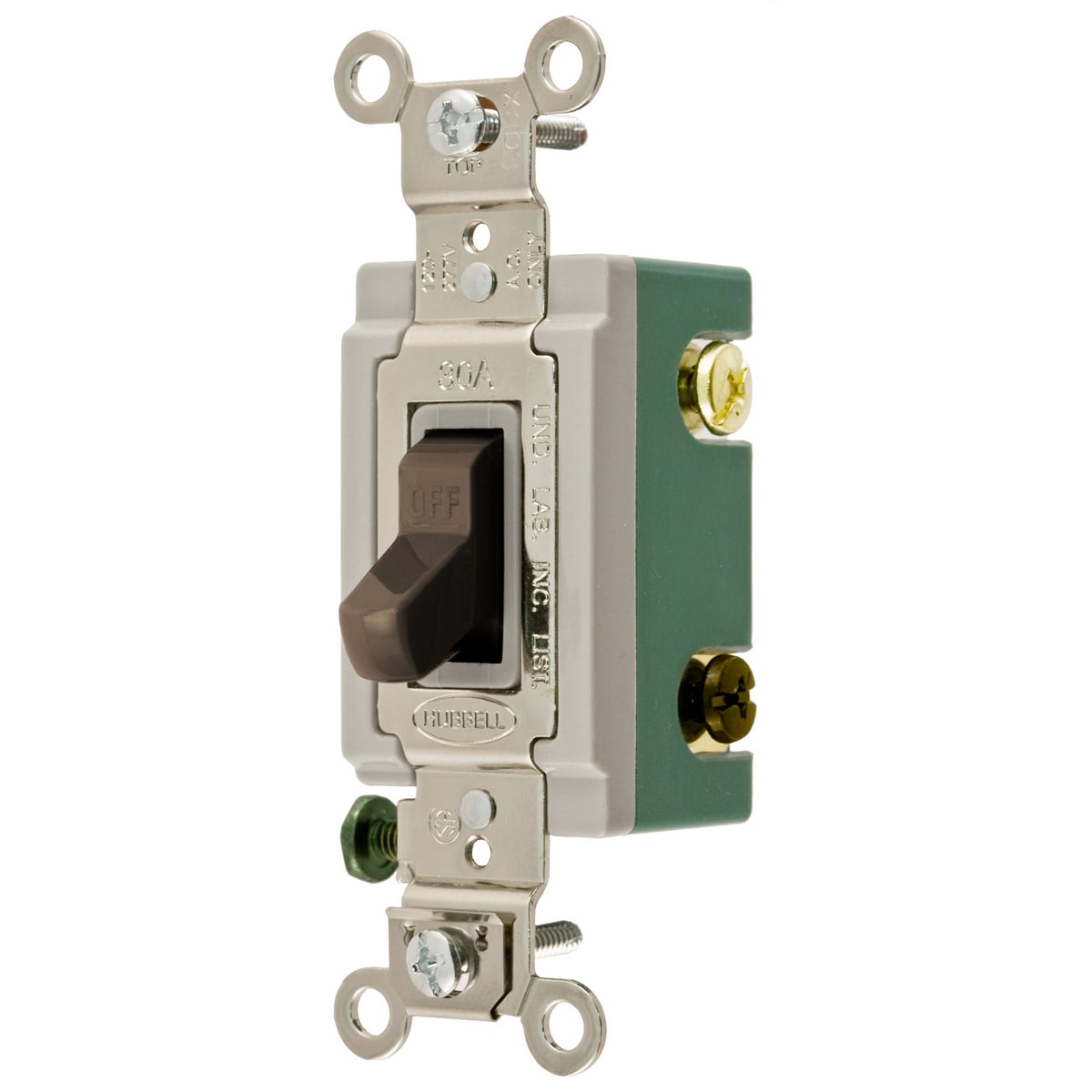 HBL3033 3-Way Extra Heavy Duty General Purpose Standard Toggle Switch, 120 to 277 VAC, 30 A, 8310 W Power Rating, 2-Position Contact