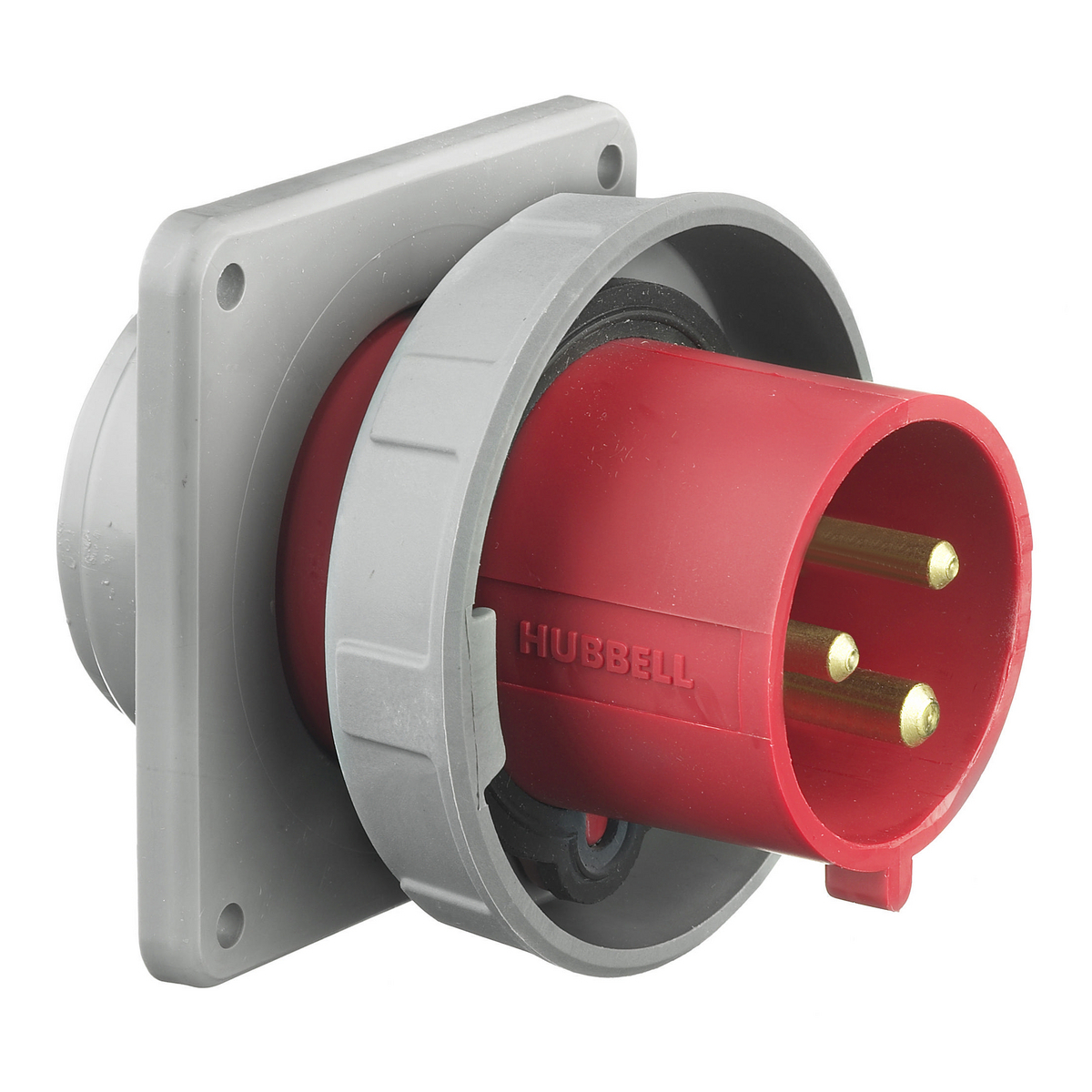 Heavy Duty IEC Pin and Sleeve Industrial Grade Male Flanged Inlet, 100A 480V AC, 2-Pole 3-Wire Grounding, Terminal Screws, Watertight