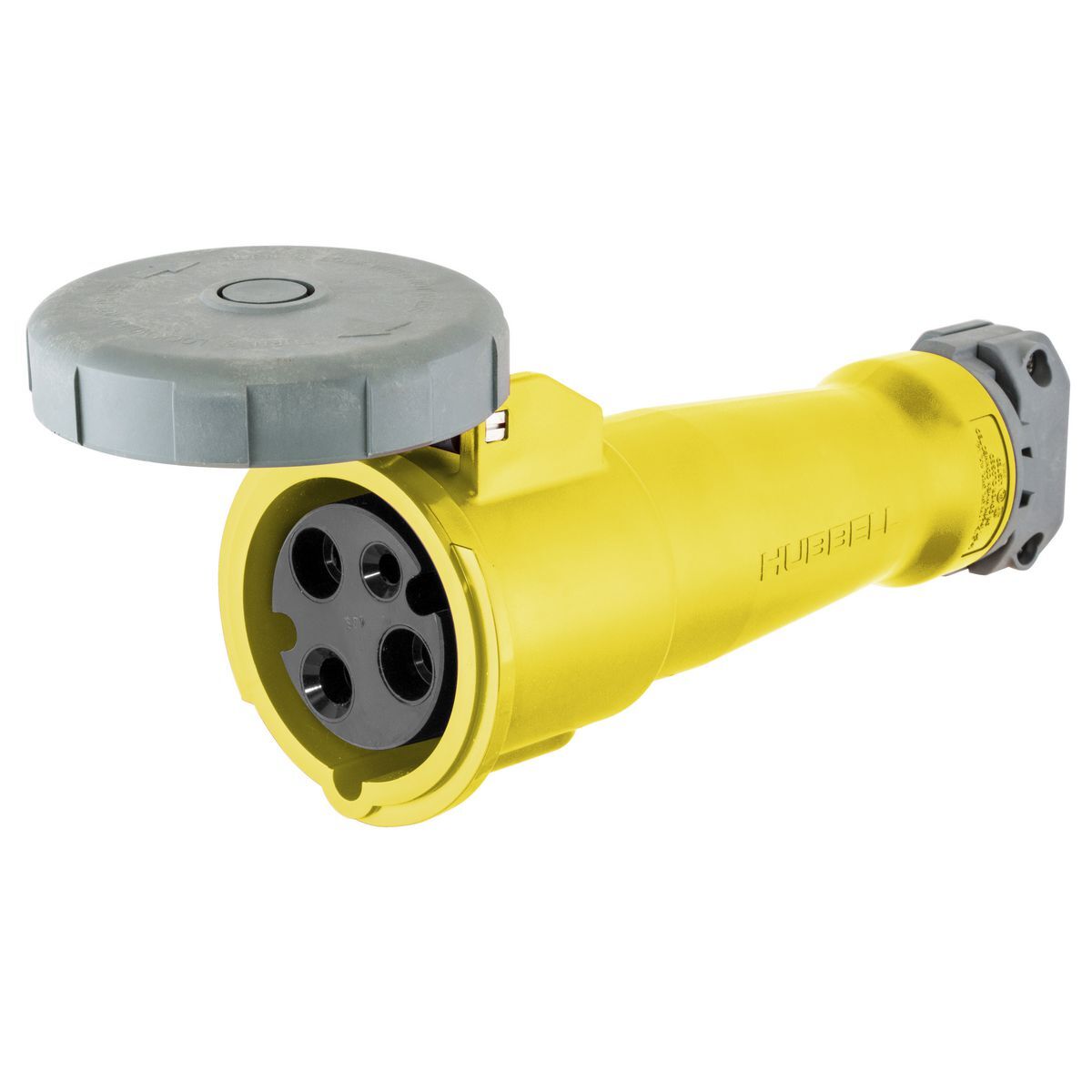 Heavy Duty IEC Pin and Sleeve Industrial Grade Female Connector Body, 100A 125V AC, 2-Pole 3-Wire Grounding, Terminal Screws, Watertight
