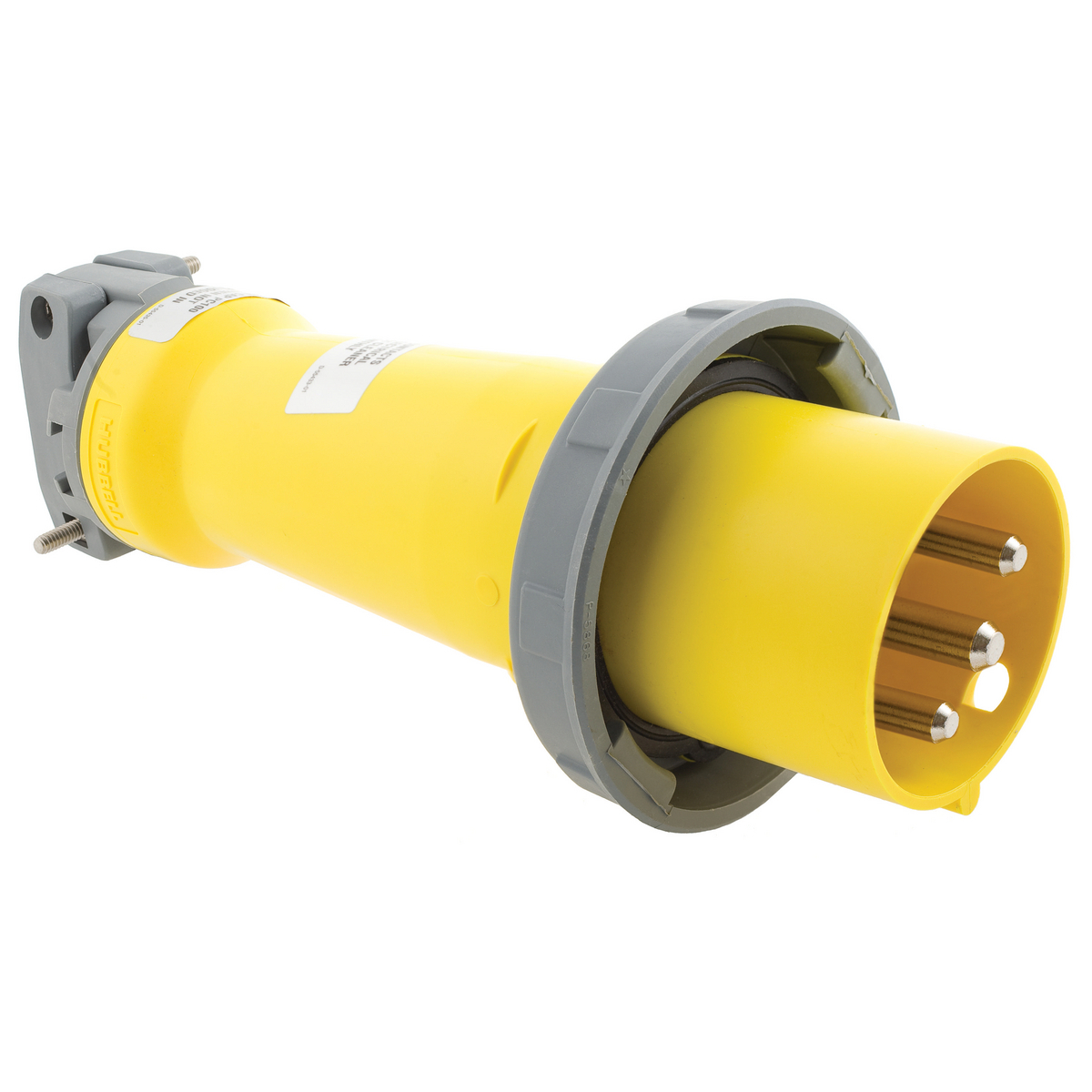 Heavy Duty IEC Pin and Sleeve Industrial Grade Male Plug 100A 125V AC, 2-Pole 3-Wire Grounding, Terminal Screws, Watertight