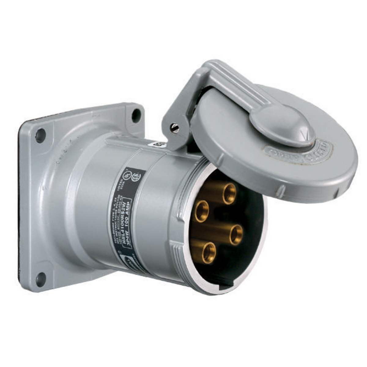 Heavy Duty Insulgrip Pin and Sleeve Devices, Industrial Grade Female Receptacle, 100A 600V AC, 2-Pole 3-Wire Grounding Style 1,Terminal Screws