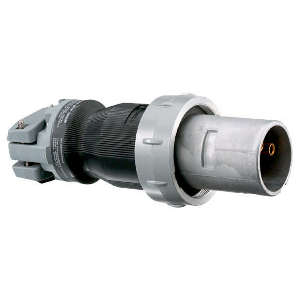 Heavy Duty Products, Insulgrip Pin and Sleeve Devices, Industrial Grade, Male, Plug, 200A 600V AC, 2-Pole 3- Wire Grounding Style 2, Terminal Screws, Gray and Black, Watertight