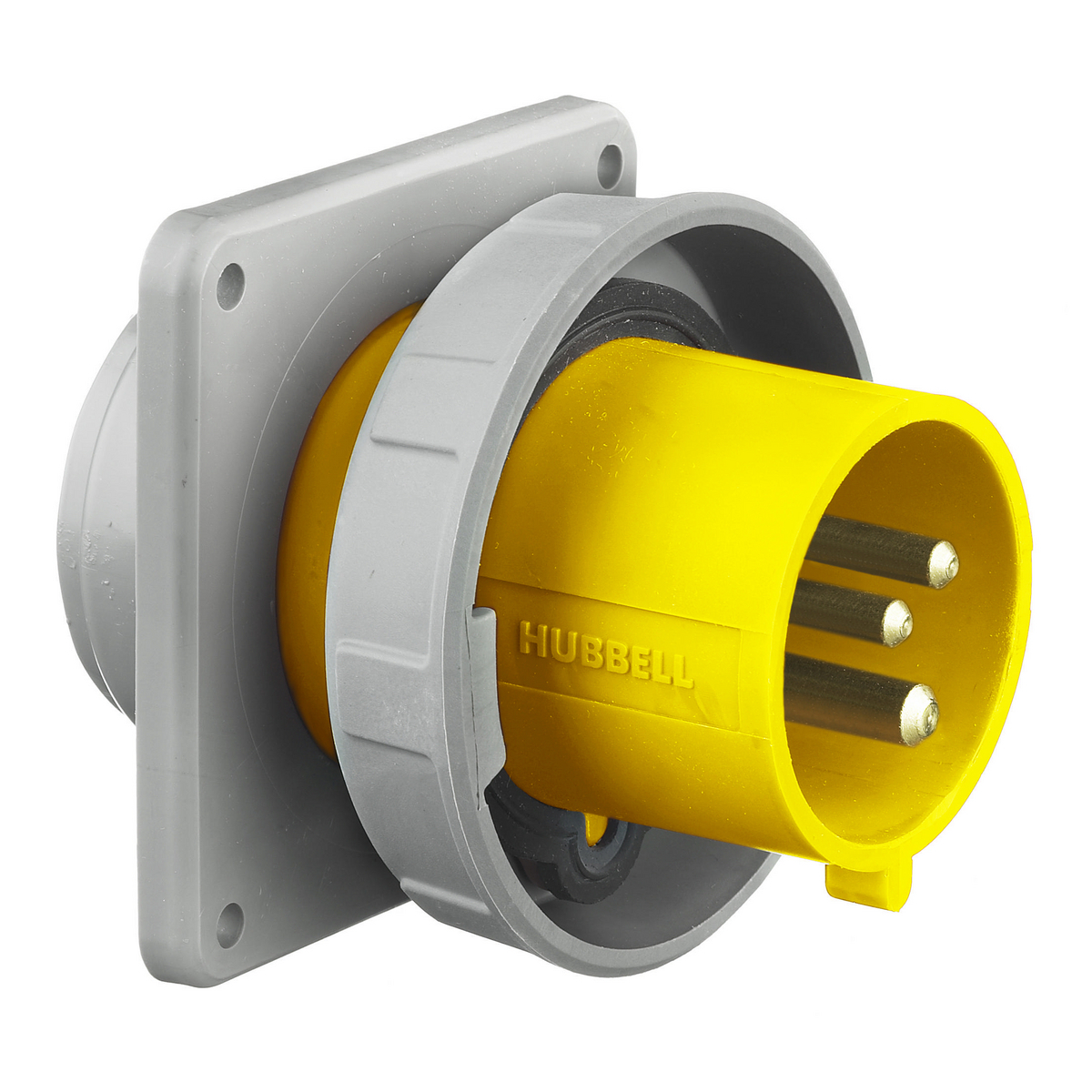 Heavy Duty IEC Pin and Sleeve Industrial Grade Male Flanged Inlet, 20A 125V AC, 2-Pole 3-Wire Grounding, Terminal Screws, Watertight