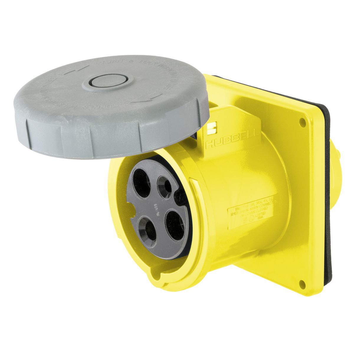 Heavy Duty IEC Pin and Sleeve Industrial Grade Female Receptacle, 60A 125V AC, 2-Pole 3-Wire Grounding, Terminal Screws, Watertight