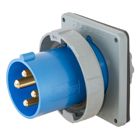 Heavy Duty IEC Pin and Sleeve Industrial Grade Male Flanged Inlet, 20A 3-Phase Delta 250V AC, 3-Pole 4-Wire Grounding, Terminal Screws, Watertight