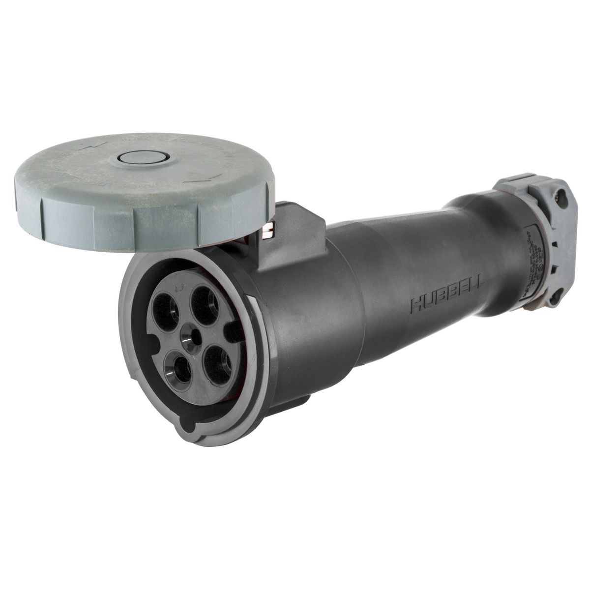 Heavy Duty Products, IEC Pin and Sleeve Devices, Industrial Grade, Female, Connector Body, 20A 3-Phase Delta 600V AC, 3-Pole 4-Wire Grounding, Terminal Screws, Black, Watertight