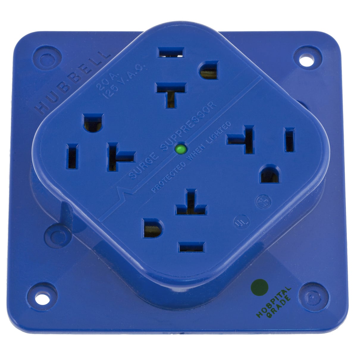 4-PLEX, Hospital Grade Surge Suppression Receptacle, 20A 125V, 5-20R, with Surge, Blue