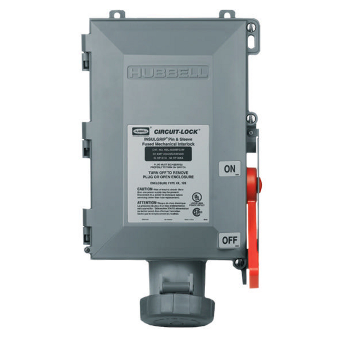 Heavy Duty Products, IEC Pin and Sleeve Devices, Industrial Grade, Female, Mechanically Interlocked Receptacle, 30A 600V AC, 3-Pole 4-Wire Grounding, Terminal Screws, Black, Watertight