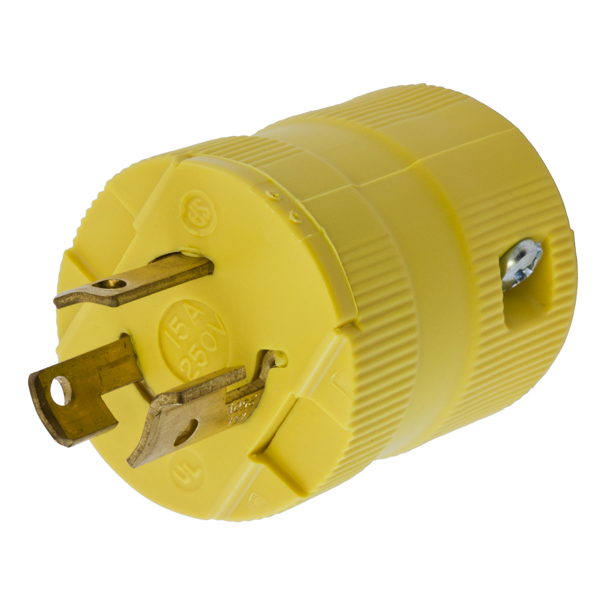 Twist-Lock Valise Male Plug, 15A 250V, 2-Pole 3-Wire Grounding, NEMA L6-15P, Screw Terminal Nylon