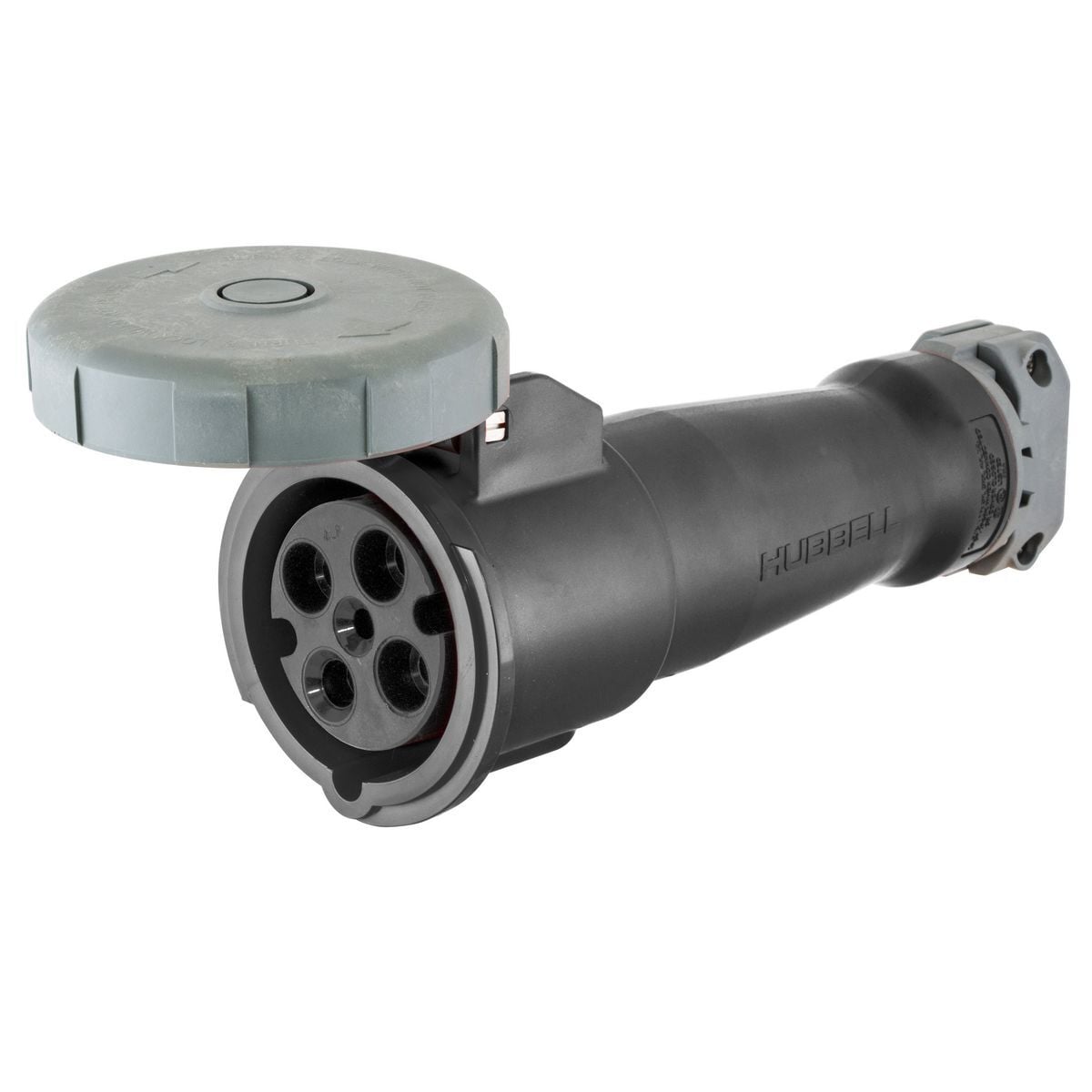 Heavy Duty Products, IEC Pin and Sleeve Devices, Industrial Grade, Female, Connector Body, 60A 3-Phase Delta 600V AC, 3-Pole 4-Wire Grounding, Terminal Screws, Black, Watertight
