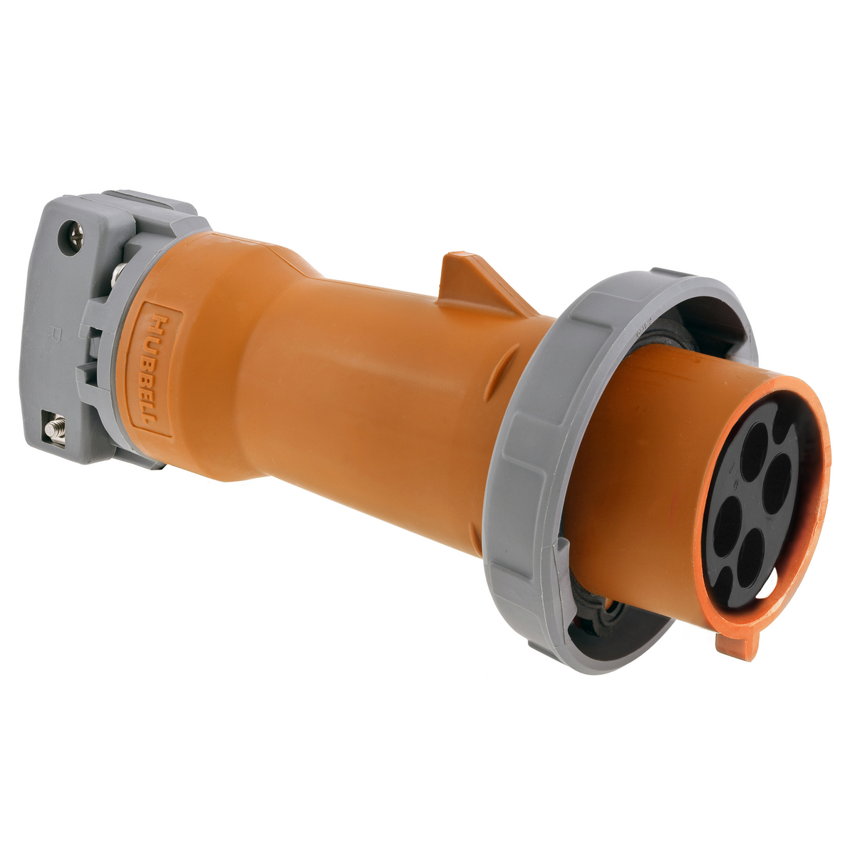 Heavy Duty Products, IEC Pin and Sleeve Devices, Industrial Grade, Male, Plug, 60A 125/250V, 3-Pole 4-Wire Grounding, Terminal Screws, Orange, Watertight- Reversed Service