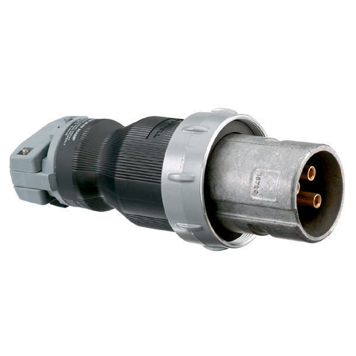 Heavy Duty Products, Insulgrip Pin and Sleeve Devices, Industrial Grade, Male, Plug, 60A 600V AC, 3-Pole 4-Wire Grounding Style 1, Terminal Screws, Gray and Black, Watertight