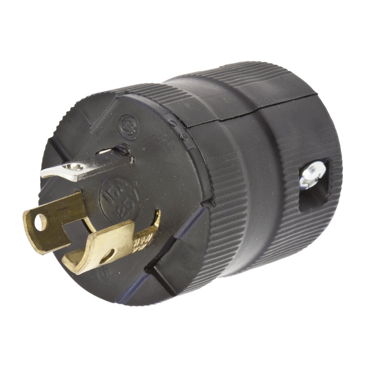 Twist-Lock Valise Male Plug, 15A 125V, 2-Pole 3-Wire Grounding, NEMA L5-15P, Screw Terminal Nylon