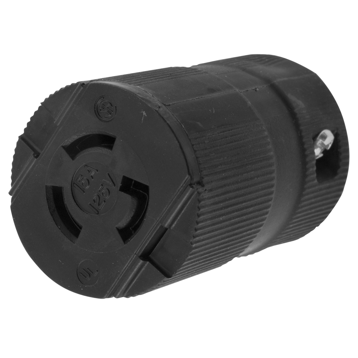 Twist-Lock Valise, Female Connector Body, 15A 125V, 2-Pole 3-Wire Grounding, NEMA L5-15R, Screw Terminal Nylon