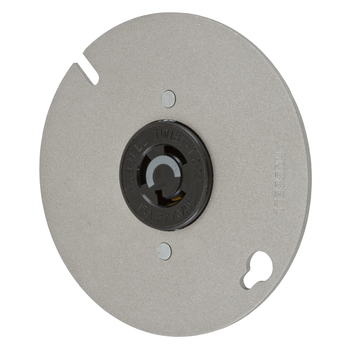 Twist-Lock Industrial Single Flush Receptacle, 15A 277V AC, 2-Pole 3-Wire Grounding, NEMA L7-15R, Screw Terminal, Mount ed to 4"Box Cover