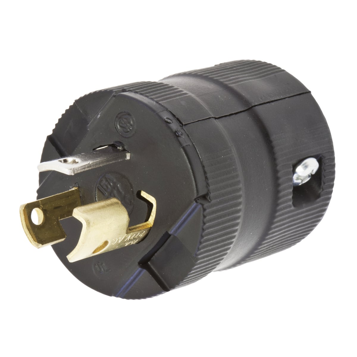 Twist-Lock Valise Male Plug, 15A 277V AC, 2-Pole 3-Wire Grounding, NEMA L7-15P, Screw Terminal Nylon
