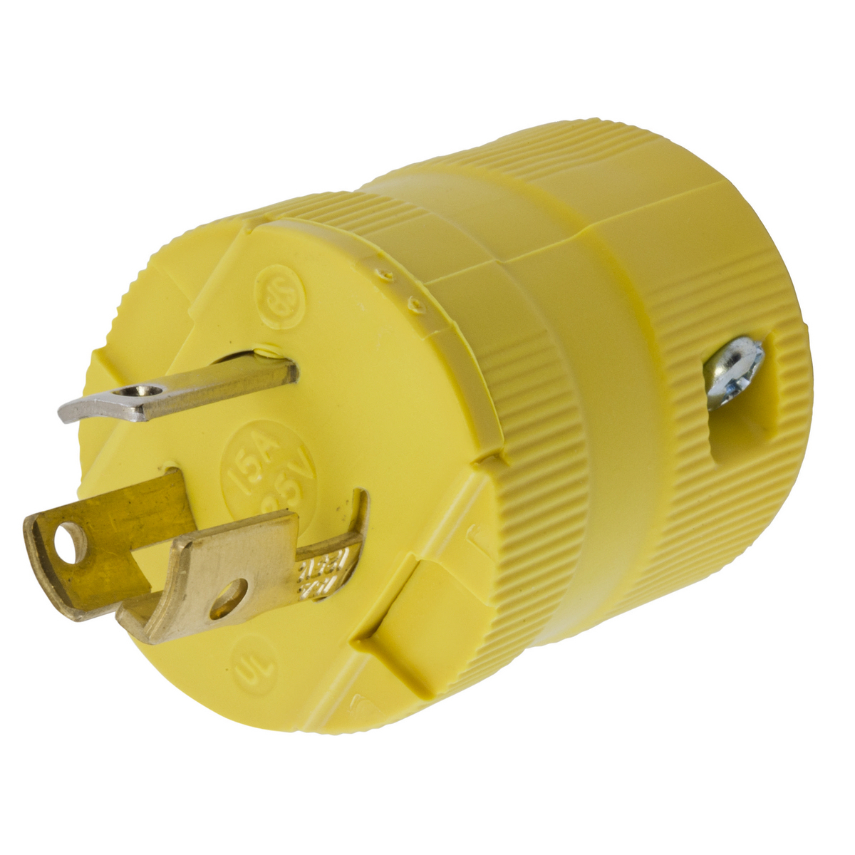 Twist-Lock Valise Male Plug, 15A 277V AC, 2-Pole 3-Wire Grounding, NEMA L7-15P, Screw Terminal Nylon