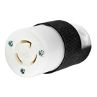 Locking Devices, Twist-Lock, Industrial, Female Insulgrip Connector Body, 15A 277V AC, 2-Pole 3-Wire Grounding, NEMA L7-15R, Screw Terminal, Black and White Nylon.