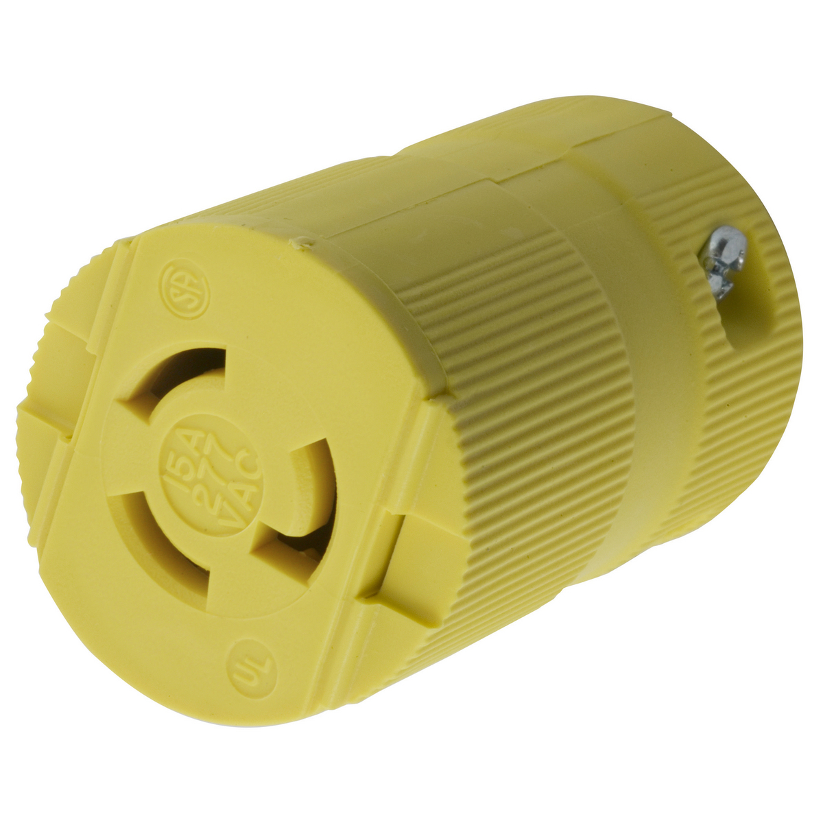 Twist-Lock Valise, Female Connector Body, 15A 277V AC, 2-Pole 3-Wire Grounding, NEMA L7-15R, Screw Terminal Nylon