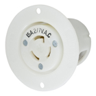Locking Devices, Twist-Lock, Industrial, Insulgrip Flanged Receptacle, 15A 277V AC, 2-Pole 3-Wire Grounding, NEMA L7-15R, Screw Terminal, Nylon casing, Back wired, White.