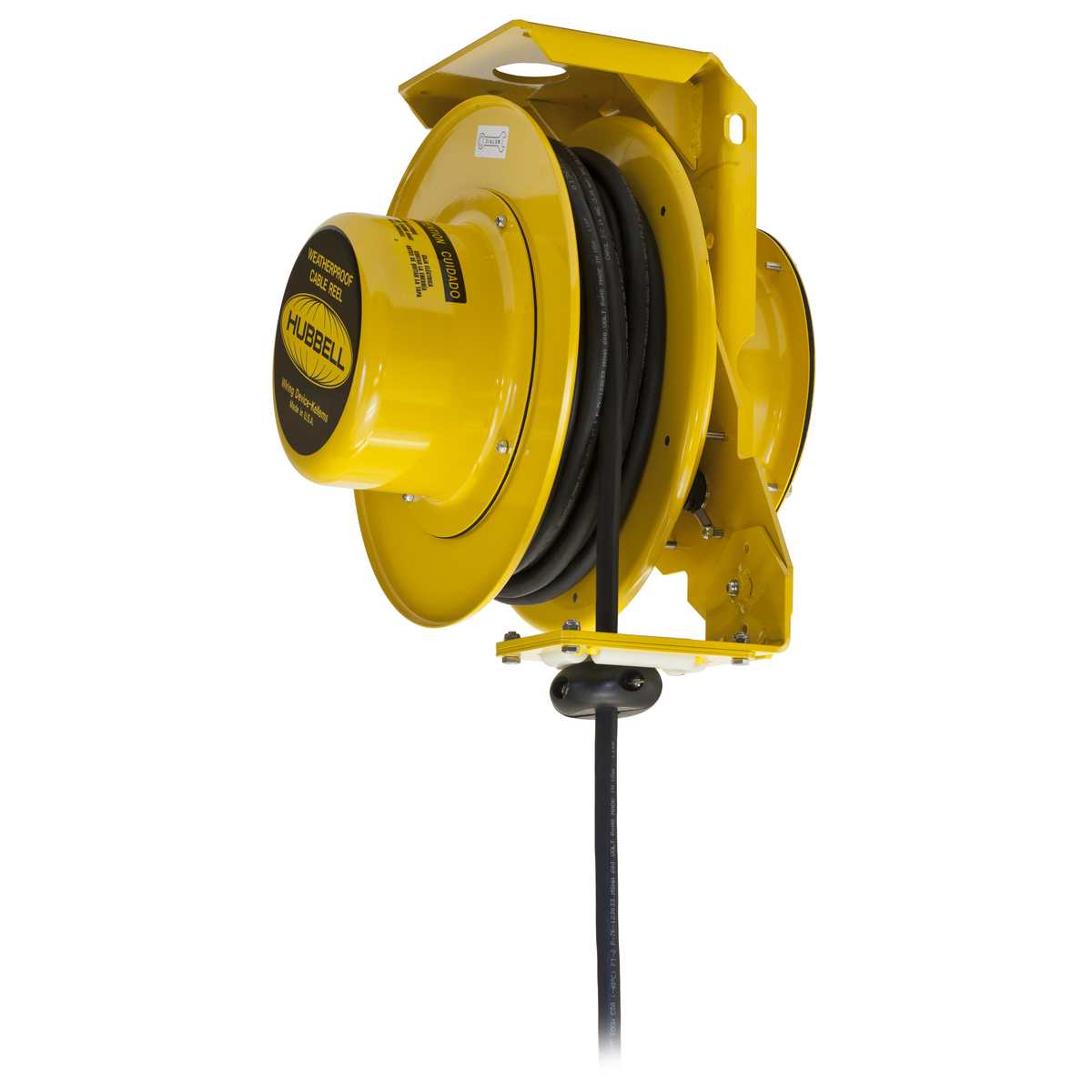 Cord and Cable Reels, Weatherproof Cord Reel, 50', 10/4 SO Cord, Yellow