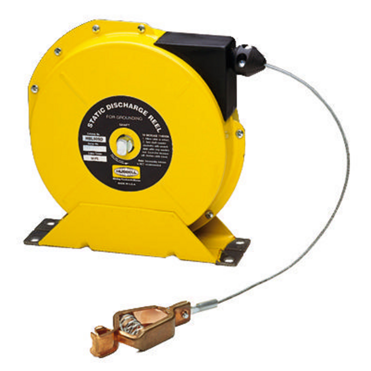 Cord and Cable Reels, Static Discharge Reel, 50', Single Lead, Yellow