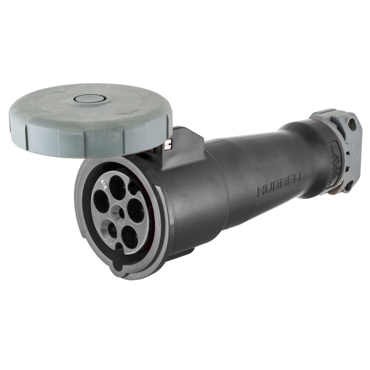 Heavy Duty IEC Pin and Sleeve Industrial Grade Female Connector Body, 100A 3-Phase Wye 347/600V AC, 4-Pole 5-Wire Grounding, Terminal Screws, Watertight