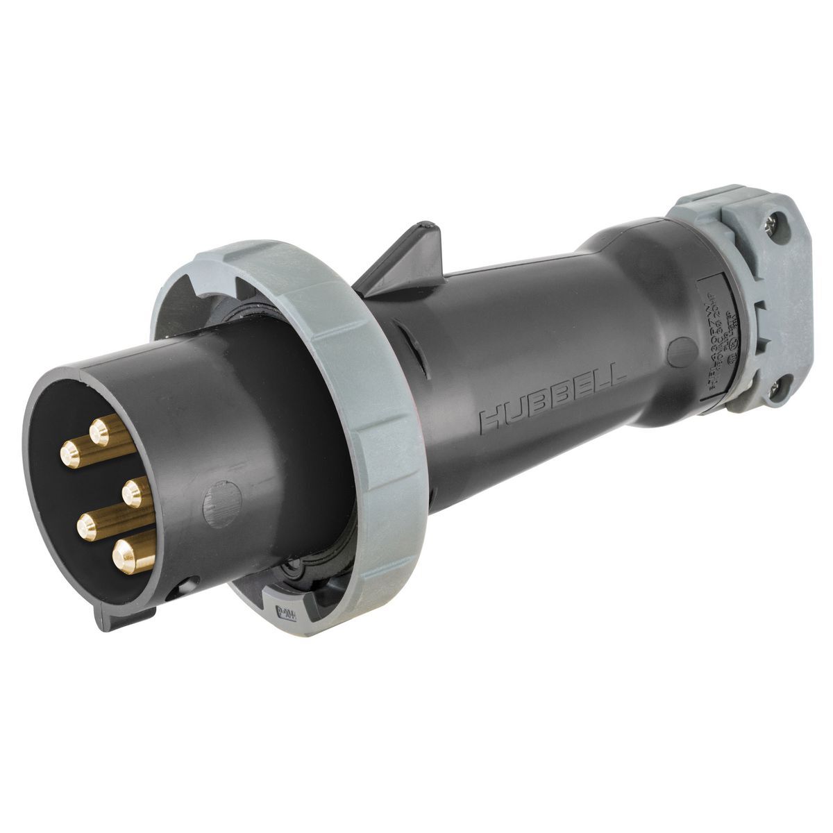 Heavy Duty Products, IEC Pin and Sleeve Devices, Industrial Grade, Male, Plug, 100A 3-Phase Wye 347/600V AC, 4- Pole 5-Wire Grounding, Terminal Screws, Black, Watertight