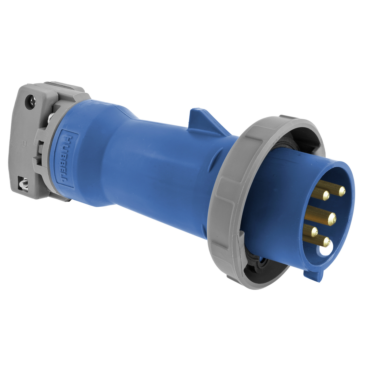 Heavy Duty Products, IEC Pin and Sleeve Devices, Industrial Grade, Male, Plug, 16A Pilot Duty, 4-Pole 5-Wire Grounding, Terminal Screws, Blue, Barge Vapor Control Version