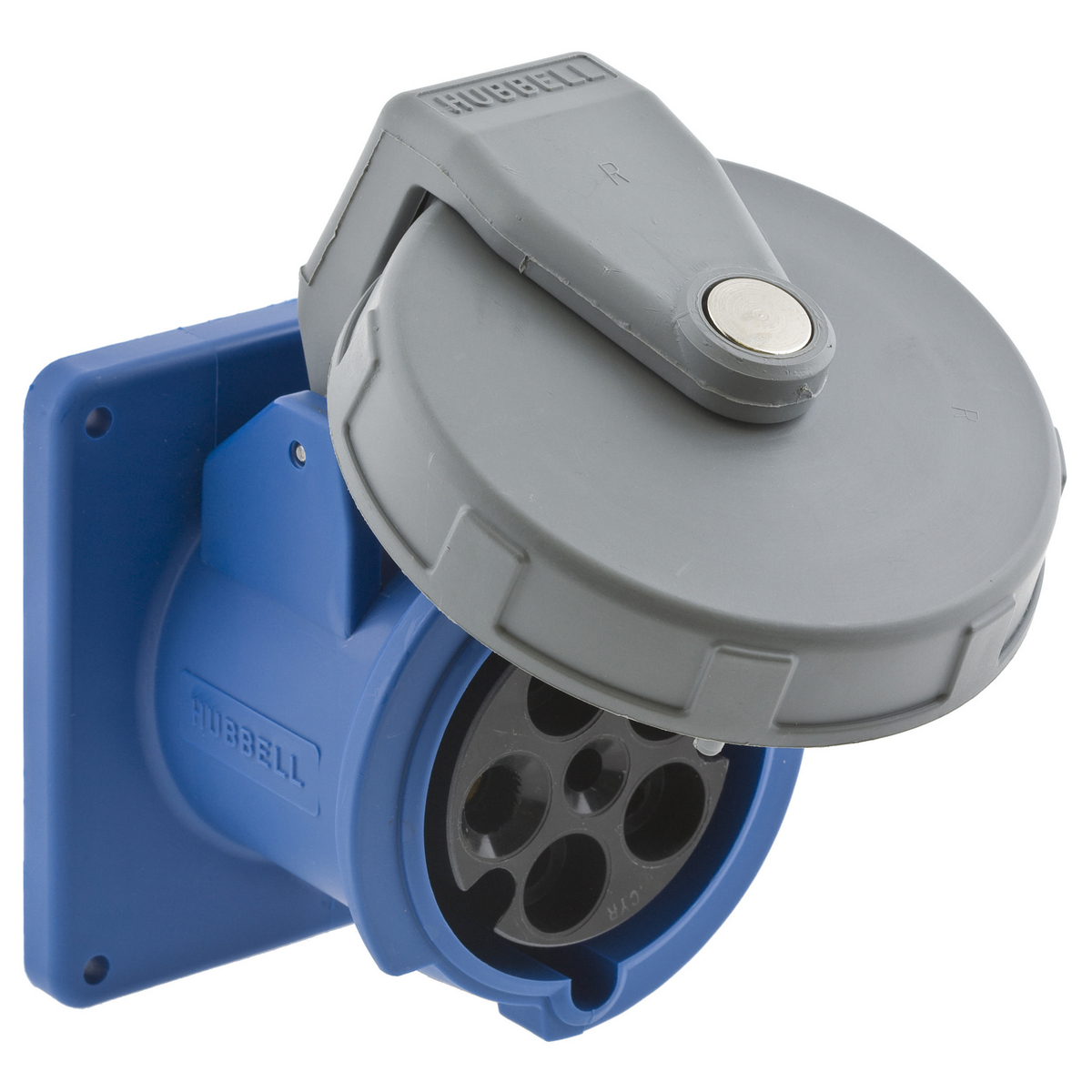 Heavy Duty Products, IEC Pin and Sleeve Devices, Industrial Grade, Female, Receptacle, 16A Pilot Duty, 4-Pole 5- Wire Grounding, Terminal Screws, Blue, Barge Vapor Control Version