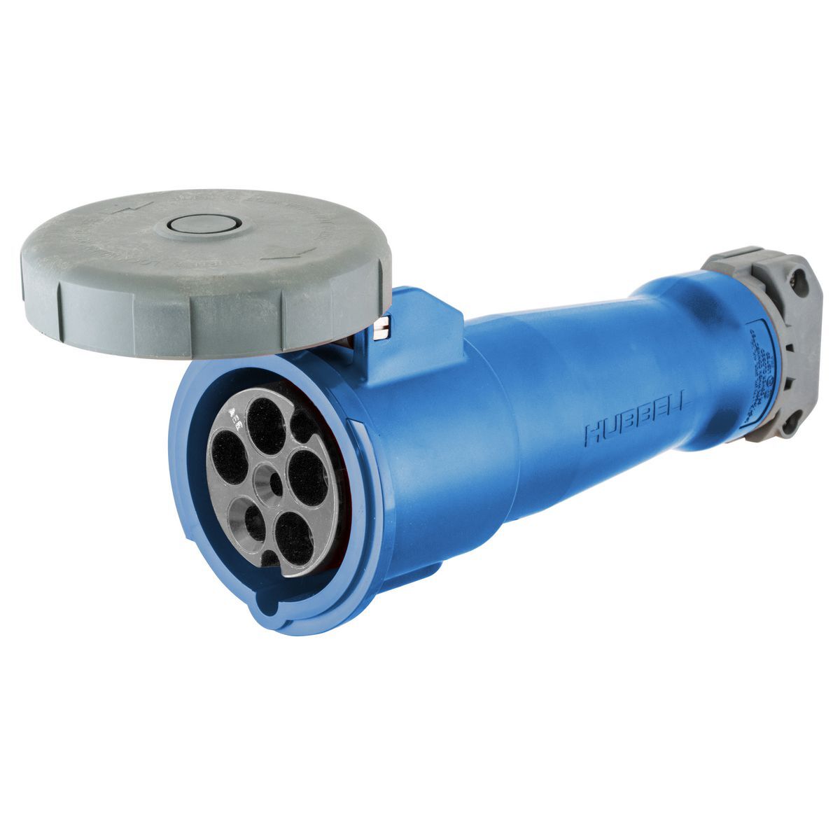 Heavy Duty Products, IEC Pin and Sleeve Devices, Industrial Grade, Female, Connector Body, 20A 3-Phase Wye 120/208V AC, 4-Pole 5-Wire Grounding, Terminal Screws, Blue, Watertight