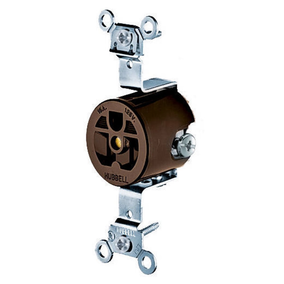 Straight Blade Devices, Receptacles, Single, Industrial Grade, 2-Pole 3-Wire Grounding, 15A 125V, 5-15R, Brown, Single Pack.