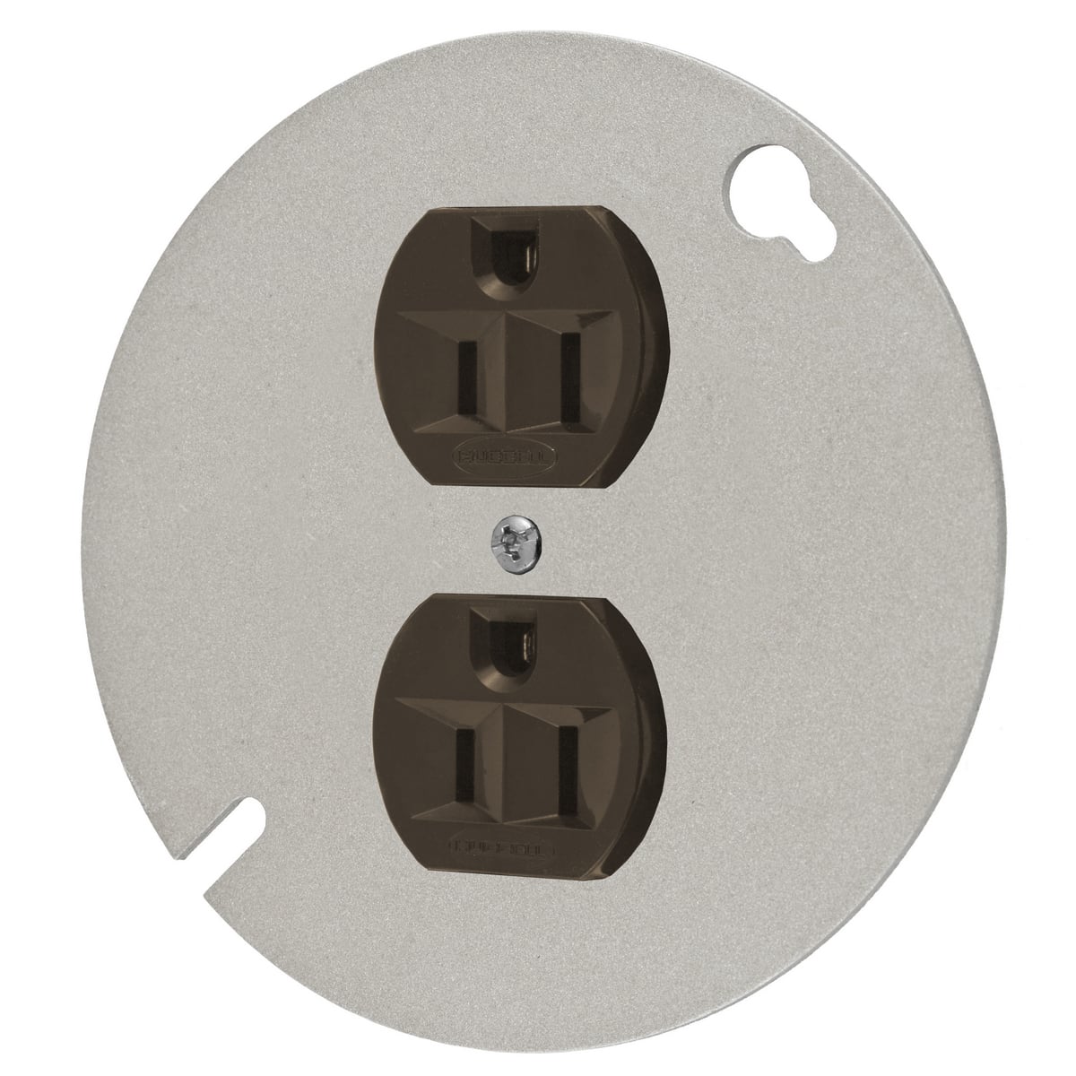 Straight Blade Devices, Receptacles, Duplex, Commercial/Industrial Grade, 2-Pole 3-Wire Grounding, 15A 125V, 5-15R, Brown, Single Pack, Mounted to 4" Round Cover.