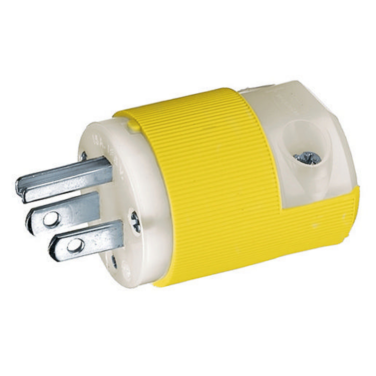 Straight Blade Devices, Male Plug, Corrosion Resistant, Industrial/Commercial Grade, Straight, 2-Pole 3- Wire Grounding, 125V, 15A 5-15P, Yellow, Single Pack.