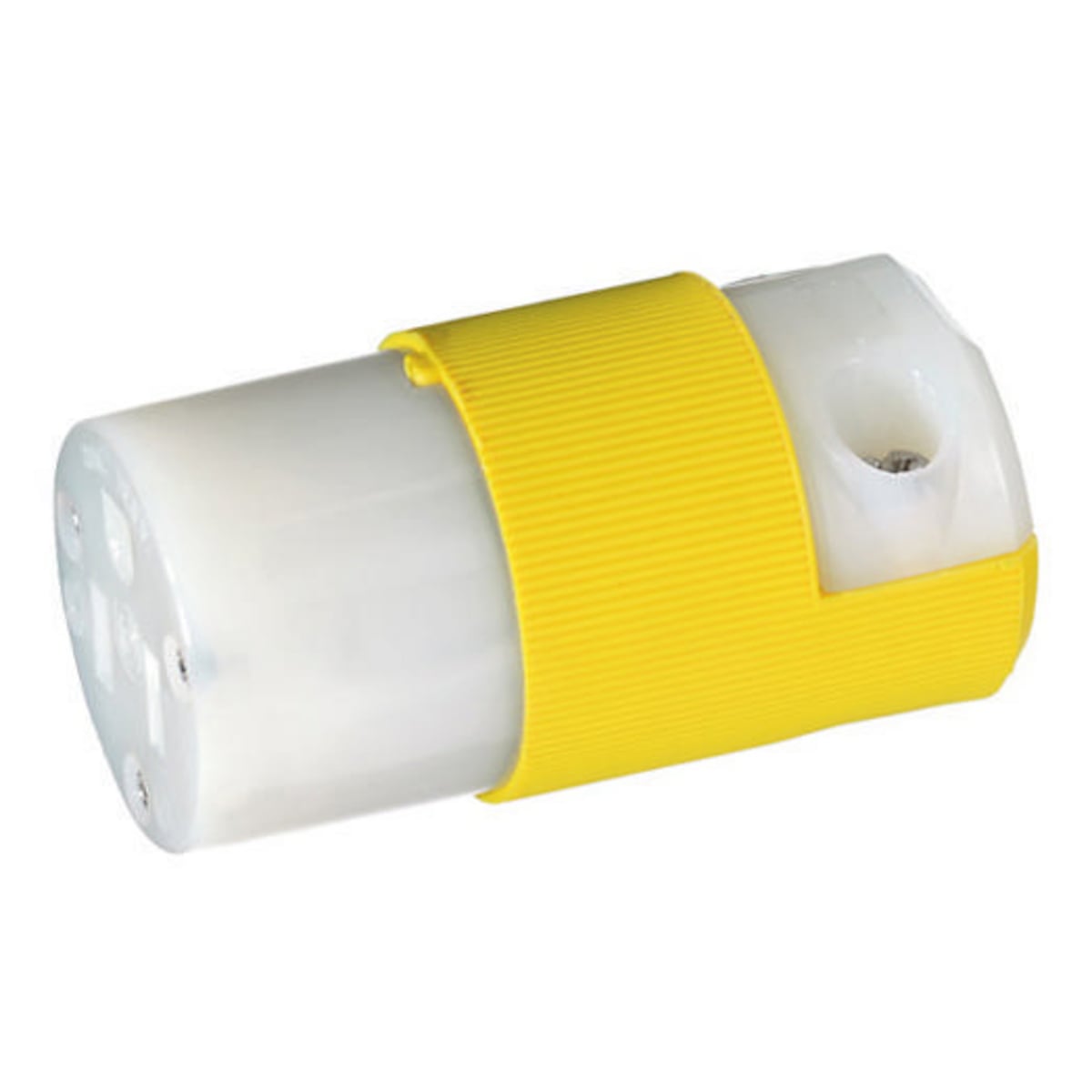 Straight Blade Devices, Female Connector Body, Corrosion Resistant, Industrial/Commercial Grade, Straight, 2-Pole 3-Wire Grounding , 15A 125V, 5-15R, Yellow, Single Pack.