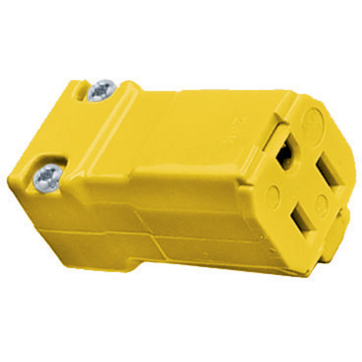 Straight Blade Devices, Female Connector Body, Corrosion Resistant, Industrial/Commercial Grade, Straight, 2-Pole 3-Wire Grounding , 15A 125V, 5-15R, Yellow, Single Pack