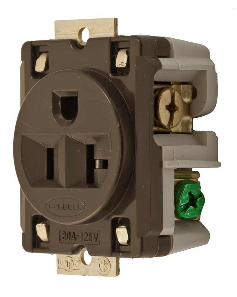 SGL PANEL MT RCPT, 20A 125V, 5-20R, BR