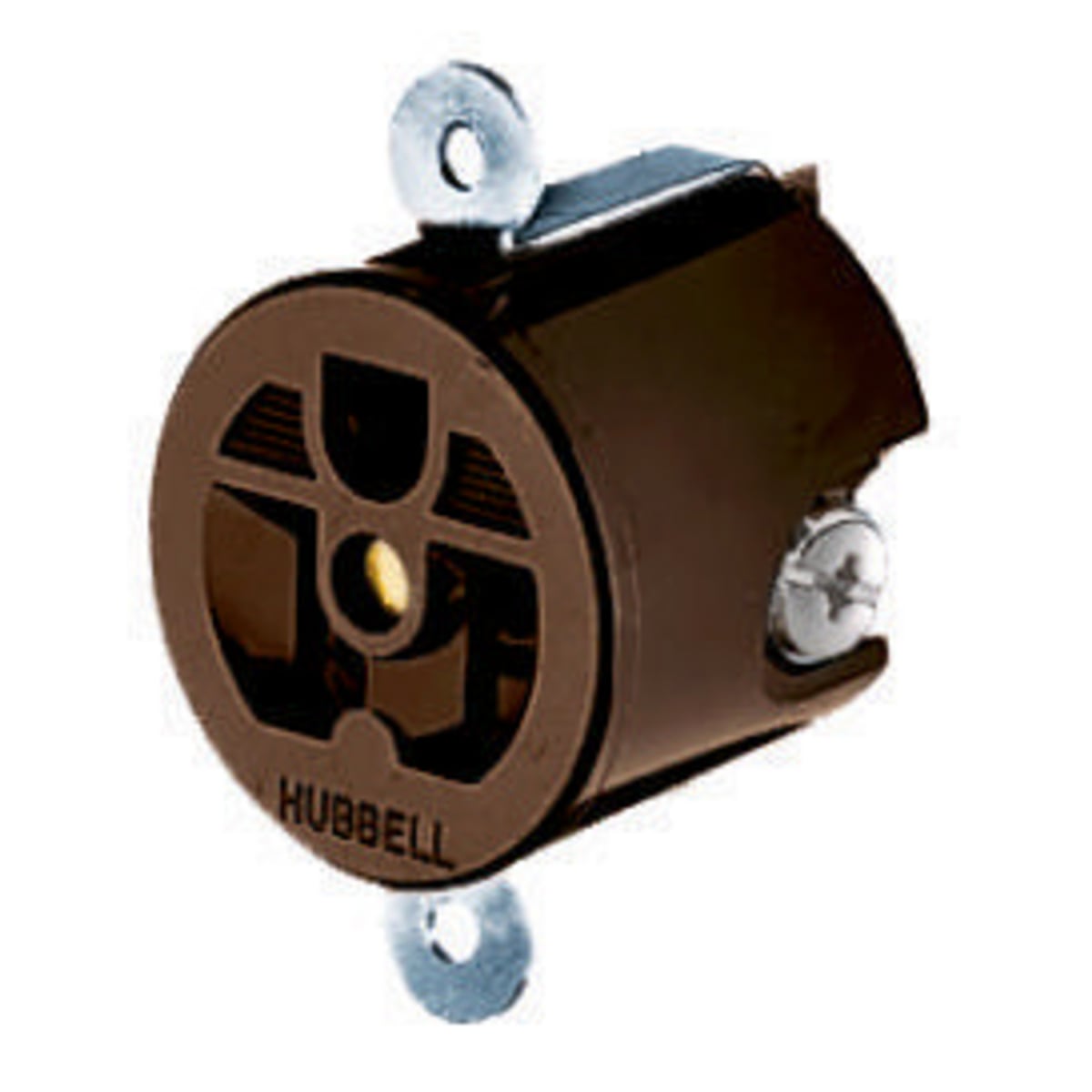 Straight Blade Devices, Receptacles, Panel Mount Single, Industrial Grade, 2-Pole 3-Wire Grounding, 20A 125V, 5-20R, Brown, Single Pack, Short Strap.