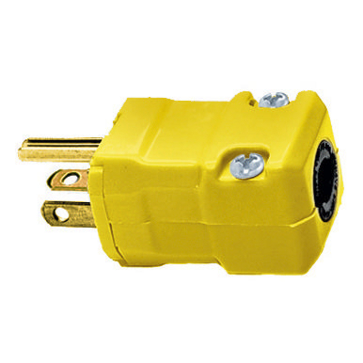 Straight Blade Devices, Male Plug, Valise Series, Industrial/Commercial Grade, Straight, 2-Pole 3-Wire Grounding, 20A 125V, 5-20P, Yellow, Single Pack.
