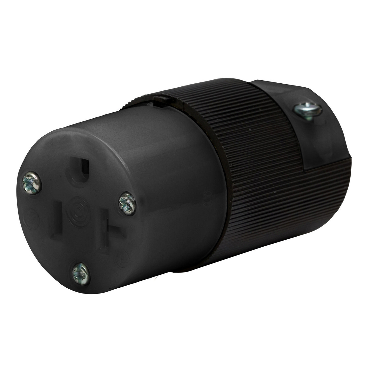 Straight Blade Devices, Female Connector Body, Valise Series, Industrial/Commercial Grade, Straight, 2-Pole 3- Wire Grounding, 20A 125V, 5-20R, Black, Single Pack.